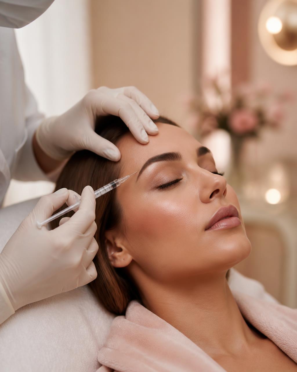 Doctor performing a precise botox injection